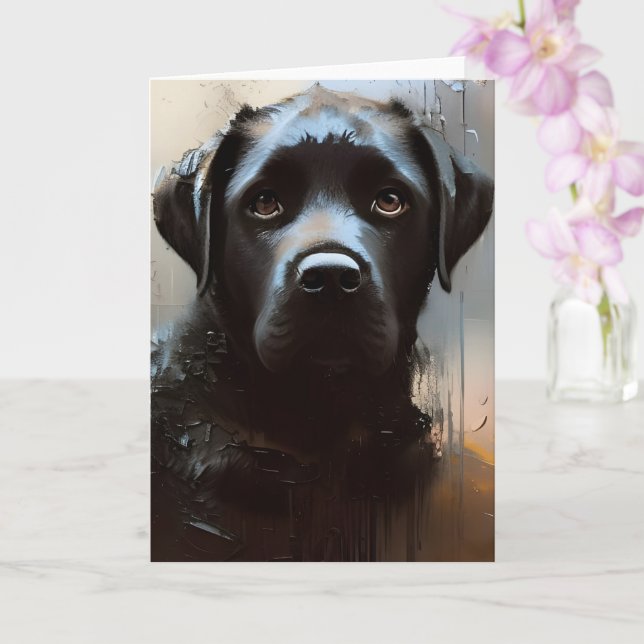 Carte Beau Black Labrador Portrait (Orchidée)