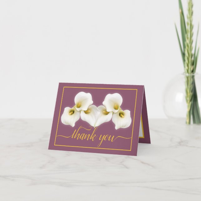 Carte Beau Blanc Calla Lilies Floral Chic Merci (Devant)