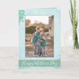Carte Beau Bleu Floral Joyeux Fête des Mères Photo