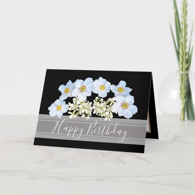 Carte Beau Bouquet floral de fleurs blanches Anniversair (Devant)
