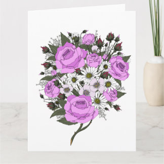 Carte Beau bouquet rose