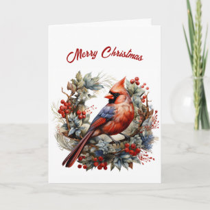 Carte Beau Cardinal Rouge Illustration Noël