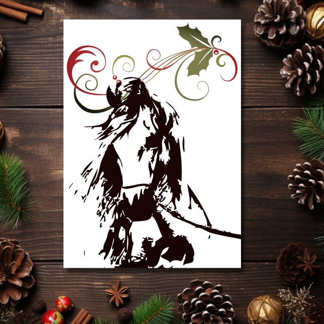 Carte Beau Cheval et vacances d'hiver Holly Noël (Front - Beautiful Horse and Holly Winter Holiday Christmas Card)