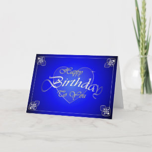 Carte Beau coeur bleu et blanc anniversaire