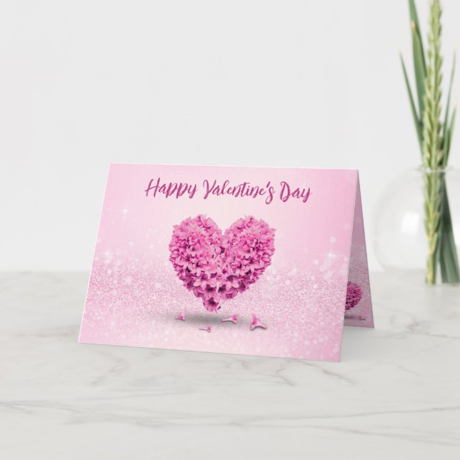Carte Beau Coeur de Hyacinthe rose Heureuse Sainte-Valen (Devant)