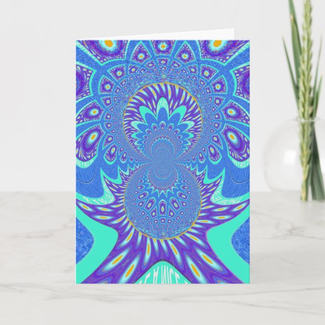 Carte Beau cyan bleu kaléidoscope vectoriel design (Devant)