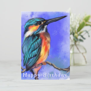 Carte Beau dessin d'oiseaux de martin-pêcheur - Joyeux a