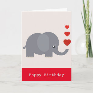 Carte Beau éléphant avec coeur anniversaire amour