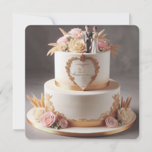 CARTE BEAU GÂTEAU ANNIVERSAIRE AVEC BRIDE ET GROOM