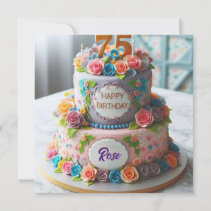 CARTE BEAU GÂTEAU DE 75E ANNIVERSAIRE