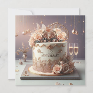 CARTE BEAU GÂTEAU FLORAL ANNIVERSAIRE SALUANT