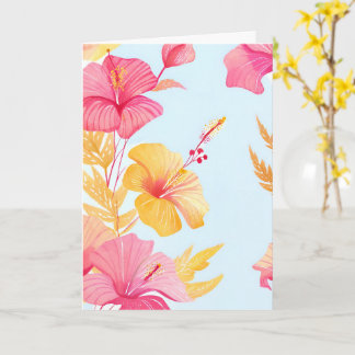 Carte Beau Hibiscus | Fleur Tropicale Aquarelle