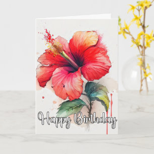 Carte Beau Hibiscus Rouge