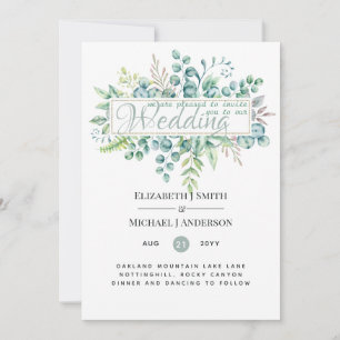 Carte Beau Mariage moderne Eucalyptus verdure