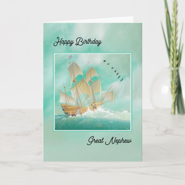 Carte Beau navire en haute mer pour Great Nephew (Devant)