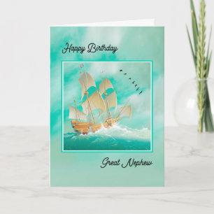 Carte Beau navire en haute mer pour Great Nephew