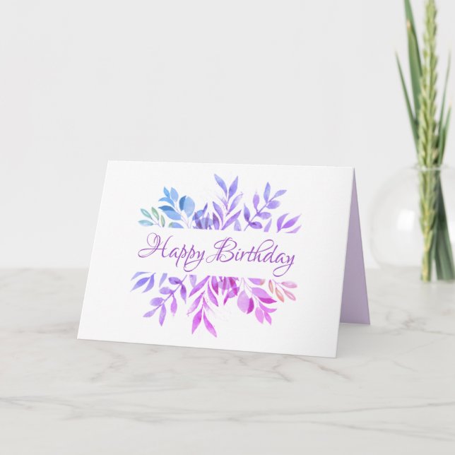 Carte Beau Pastel Feuilles heureux Anniversaire (Devant)