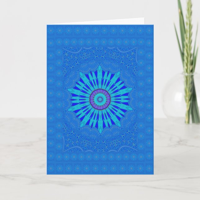 Carte Beau Royal Blue Mandala Art Imprimer (Devant)
