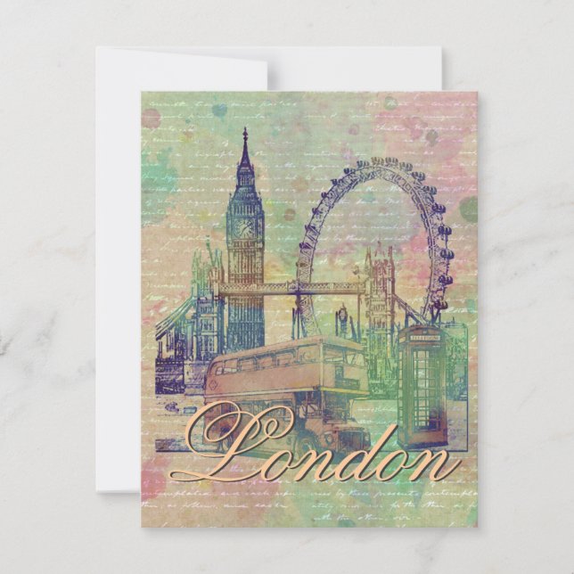 Carte Beau site tendance de Londres Vintage (Devant)