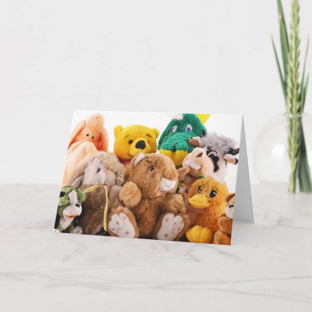 CARTE BEAUCOUP D'ANIMAUX STUFFÉS DISENT JEUX ANNIVERSAIR (Devant)