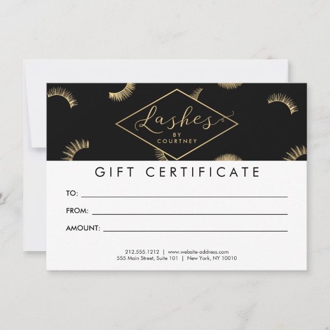 Carte Beaucoup de Lashes Motif Black/Gold Certificat cad (Devant)