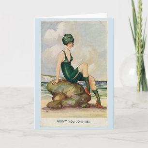 Carte Beauté de bain vintage en vert,