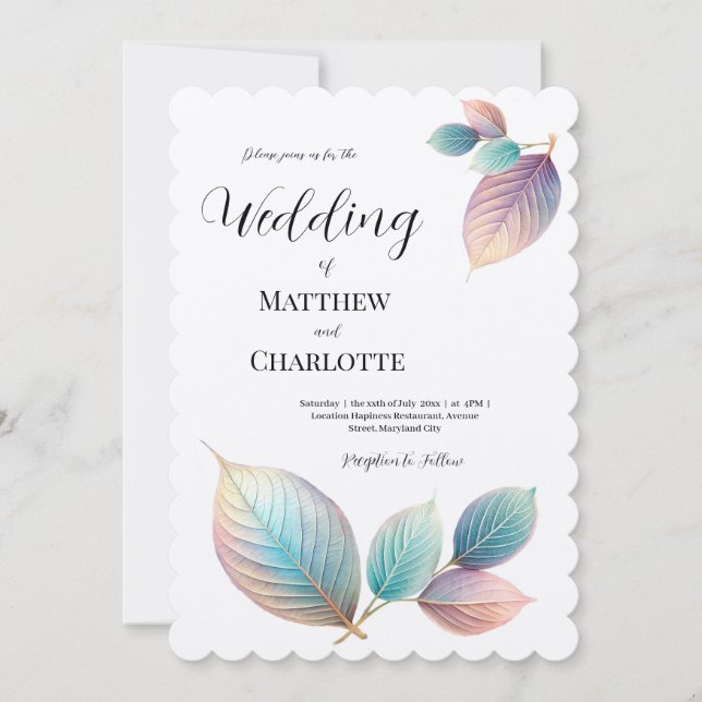 Carte Beauté Ethérée Soft Tone Whimsical Feuilles Pastel (Devant)