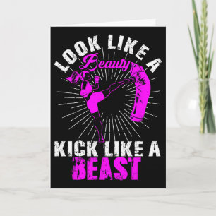 Carte Beauté Kickboxing Bête Kickboxeuse Combattante Fil