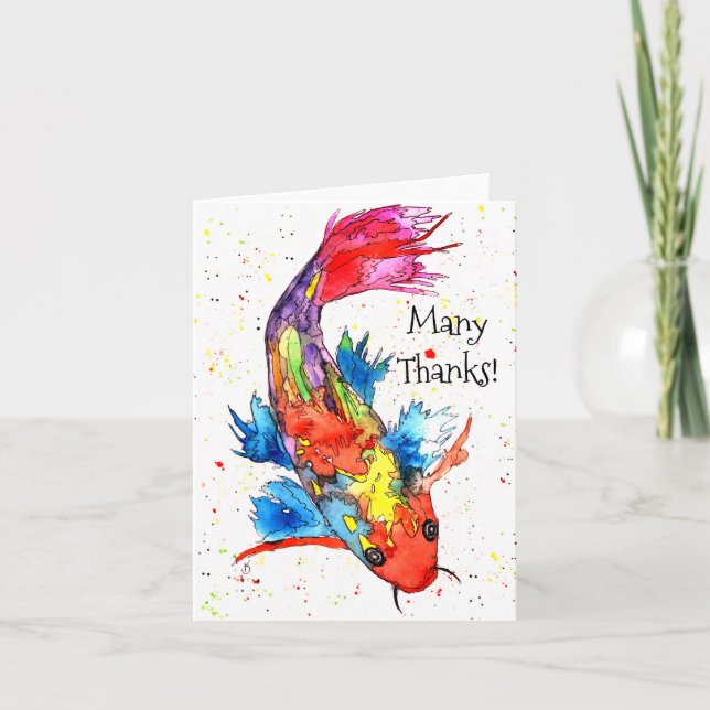 Carte Beautiful and Colorful Koi Fish Greeting (Devant)