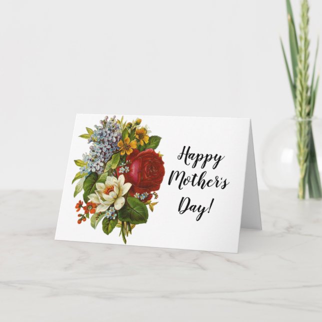 Carte Beautiful Romantic Summer Bouquet with Red Rose (Devant)