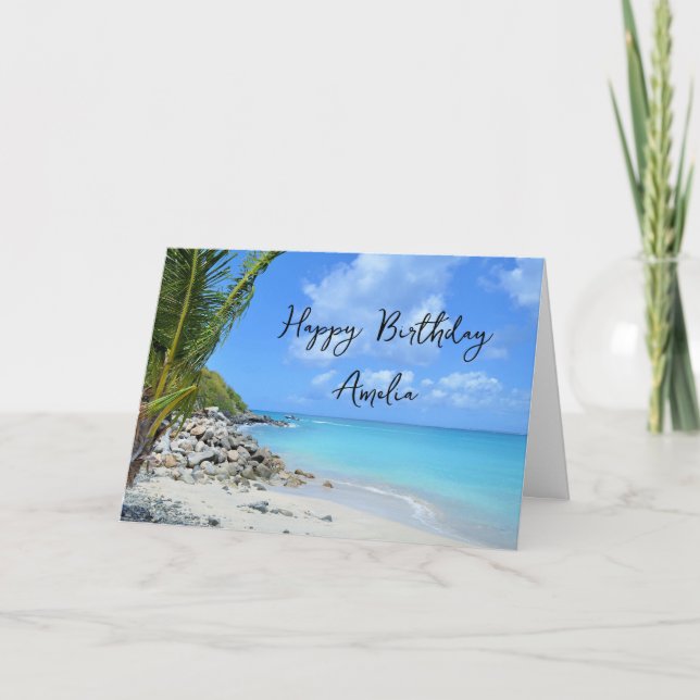 Carte Beautiful Turquoise Tropical Beach  Birthday (Devant)