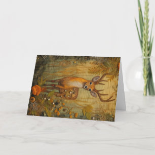 Carte Beaux animaux de bois faune cerfs salutation