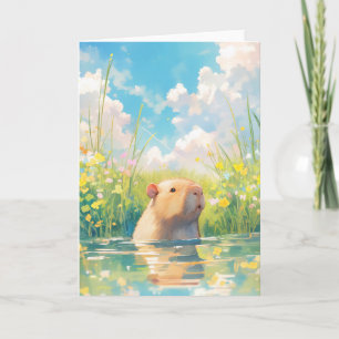 Carte Bébé aquatique Capybara