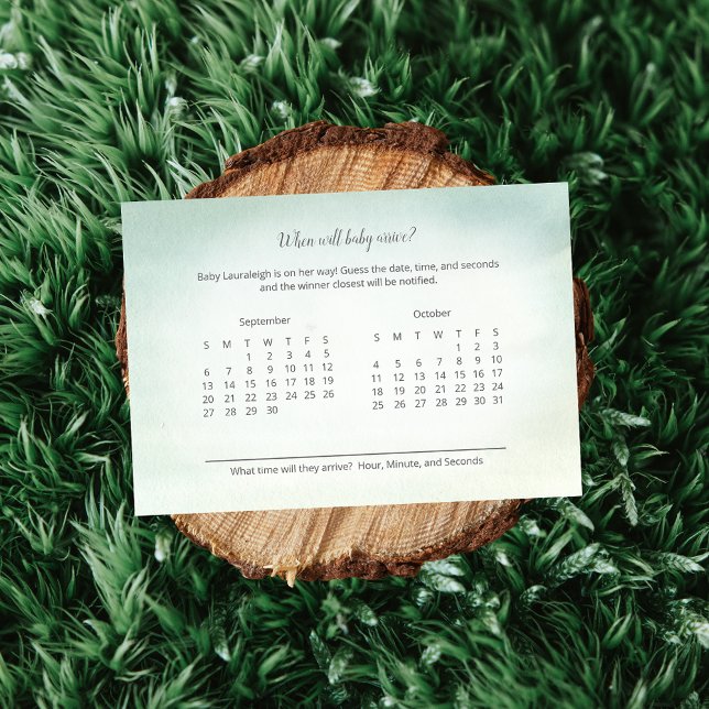 Carte Bébé Arrivée Prédiction Élégante Rose blanche vert (Créateur téléchargé)