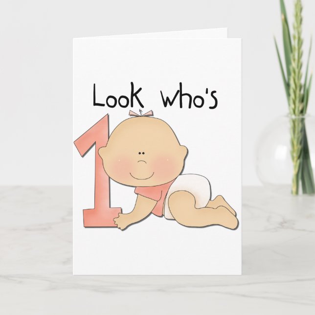 Carte Bébé blanc 1er Anniversaire T-shirts et cadeaux (Devant)