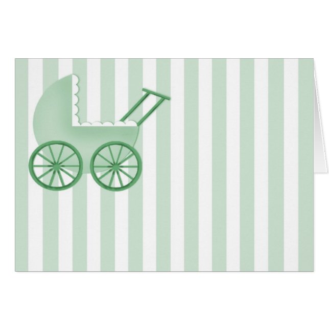 Carte Bébé Buggy (verte) (Devant Horizontal)