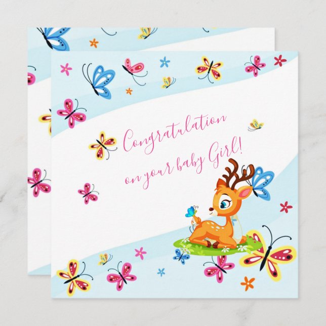 Carte Bébé cher (cerf) coutume (Devant / Derrière)