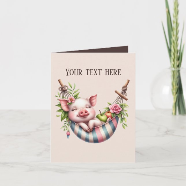 Carte Bébé cochon mignon ajouter un message à n'importe  (Devant)