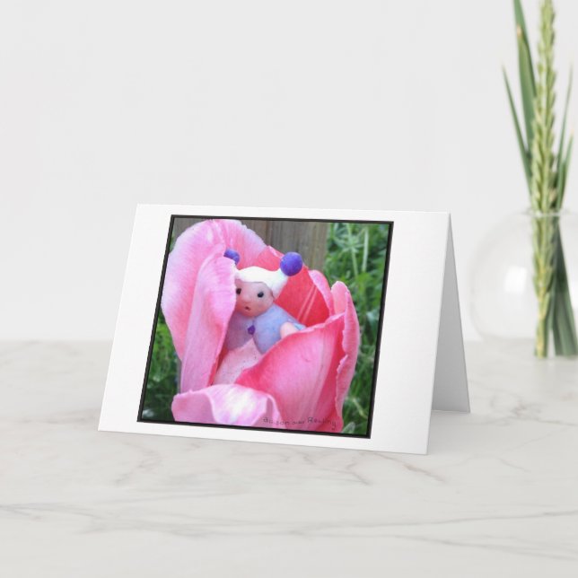 Carte Bébé dans une tulipe rose (Devant)