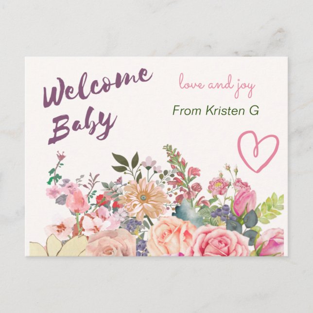 Carte bébé de bienvenue pour cadeau bébé (Devant)