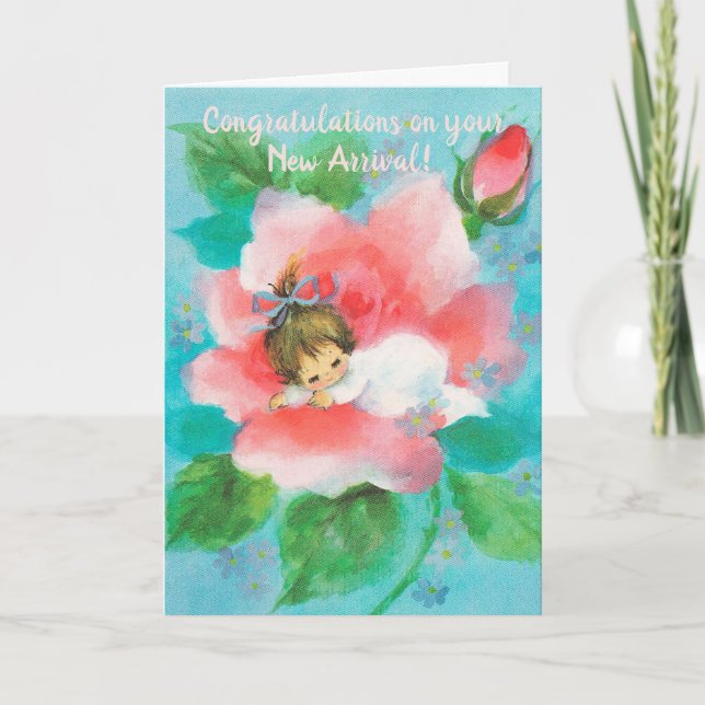 Carte Bébé Dormir Fille En Rose Nouveau bébé (Devant)