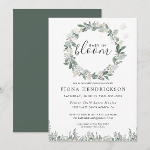 Carte Bébé en Fleur Fête de Naissance Floral Blanc