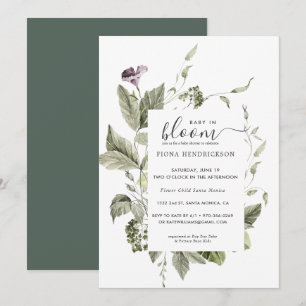 Carte Bébé en fleurs Baby Shower de verdure florale