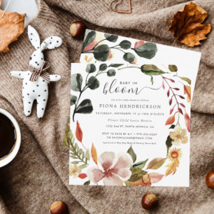 Carte Bébé en fleurs   Baby shower Floral d'automne