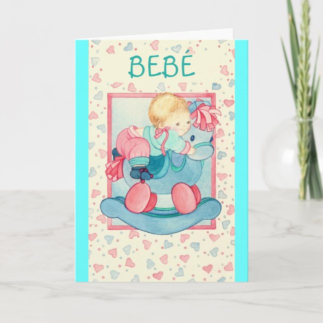Carte "BEBÉ EN PONEYES" - Tarjeta Feliz Nacimiento (Devant)