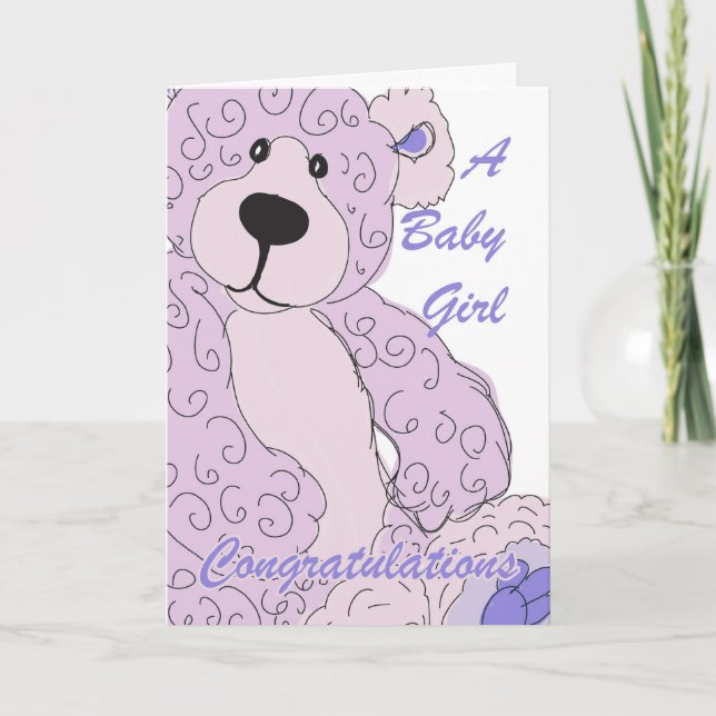 Carte Bébé Félicitations Félicitations Teddy Bear en ros (Devant)