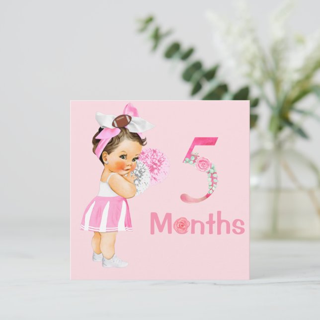 Carte Bébé Fille Marqueurs mensuels Jalons Fille (Debout devant)
