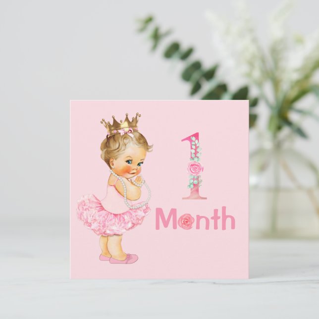 Carte Bébé Fille Marqueurs mensuels Jalons Fille (Debout devant)