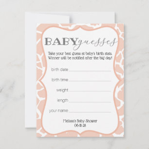 Carte Bébé Fille Rose Girafe Bébé Suppositions