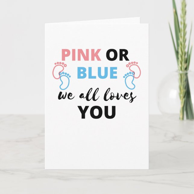 Carte Bébé Genre Révéler Les Idées Rose Ou Bleu Nous Aim (Devant)